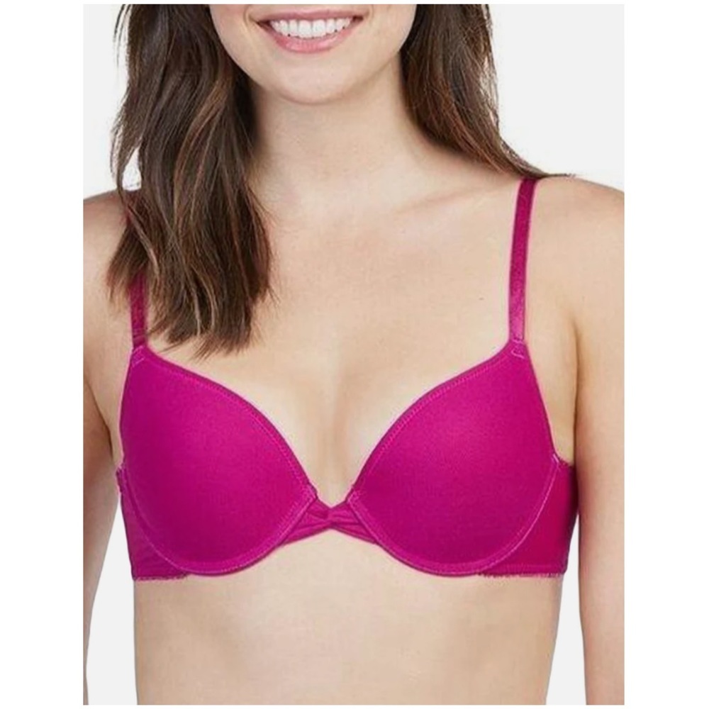 On Gossamer The Pump It Up Mesh Bra Push up Lift New Pink Purple Peony Size 34B